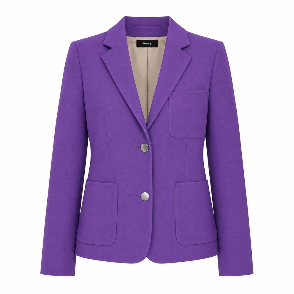 Theory Shrunken Patch Pocket Blazer Bright Peony Purple Women’s Size 2 NWT